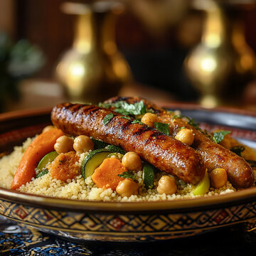 couscous traditionnel avec merguez - IA Generative