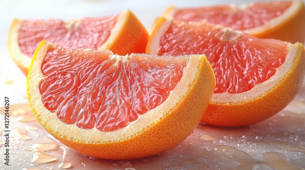 Poster red grapefruit and grapefruit slices isolated