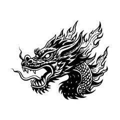 A glyph illustration of flaming dragon