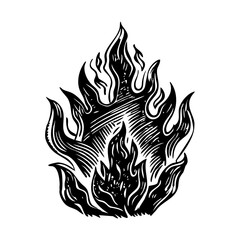 A glyph style illustration of fire