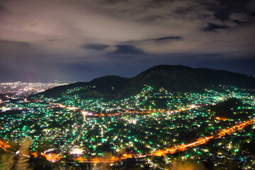 Overview of San Salvador City, the capital of El Salvador at Night