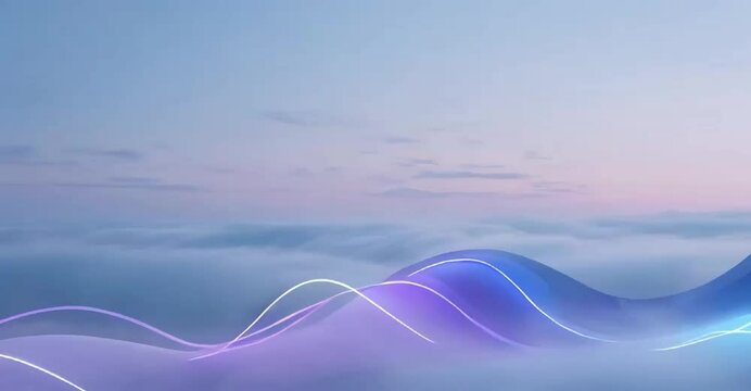 A futuristic and modern techie background with a soft, calming color palette, reminiscent of a cloudy sky or misty dawn, serving as a banner for a website, with subtle, glowing neon accents in shades