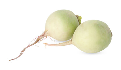 Whole fresh turnips isolated on white. Vegetable root
