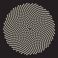  dot pattern following Fermat  spiral   as metaphor for the harmony between randomness and order 

