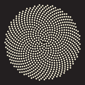 dot pattern following Fermat  spiral   as metaphor for the harmony between randomness and order 
