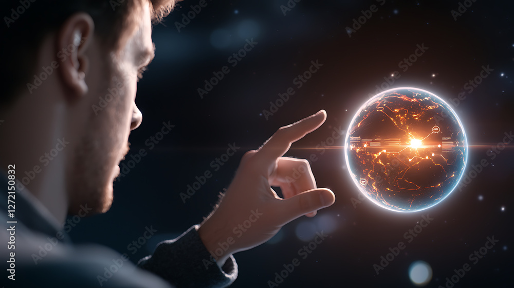 Poster innovative business interaction global context digital visualization iot influence futuristic enviro