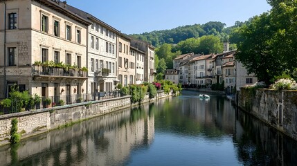 Fototapeta premium Picturesque Canal Scene in a European Town
