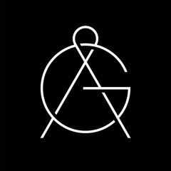 Letter AG or GA line overlapping monogram logo