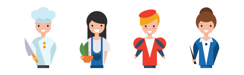 People of Different Occupation Wearing Uniform Portrait Vector Set