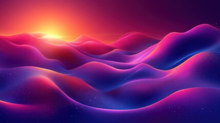 Obraz premium Vibrant Abstract Landscape with Flowing Waves and Sunset Glow