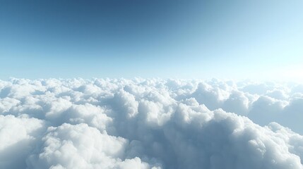 Aerial View of a Sea of White Cumulus Clouds Under a Bright Blue Sky
