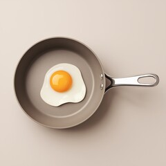  A nonstick frying pan with a fried egg, realistic 3d render product design