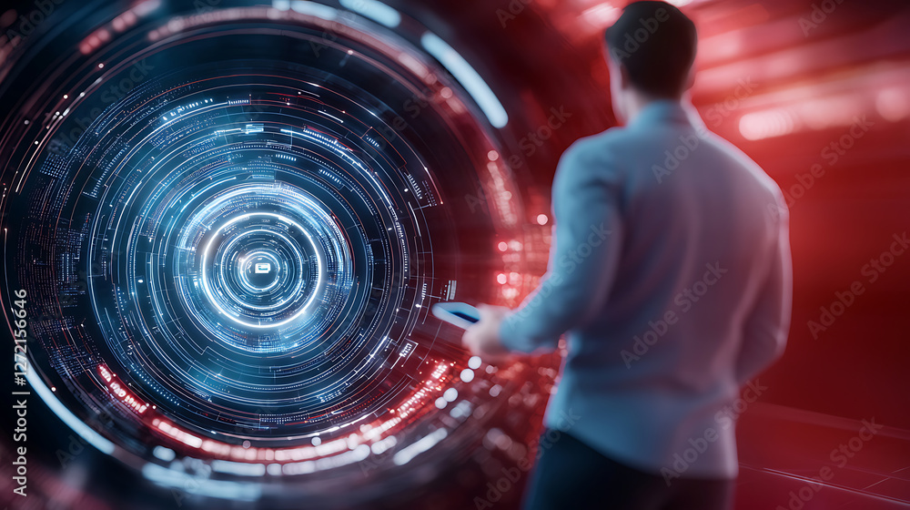 Aufkleber innovative marketing strategies with iot in a futuristic holographic grid digital space interactive 