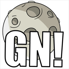 Cute vector colorful icon sticker: Good night moon emoticon for social platforms