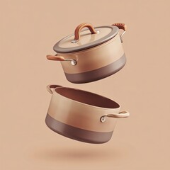  Two clay pots, realistic 3d render product design