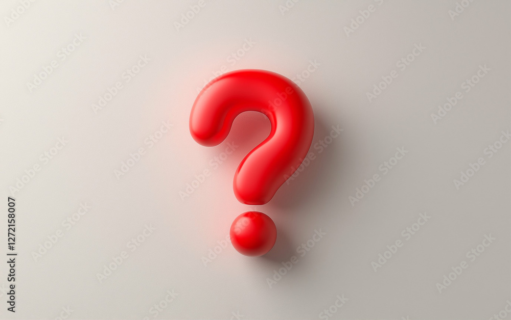 Poster red question mark on white background. 3d rendering question mark. question mark graphic design