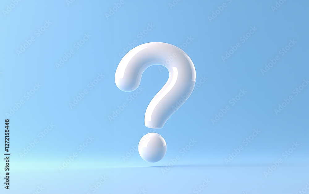 Aufkleber question mark graphic design: white question mark on a light blue background in a graphic design sty