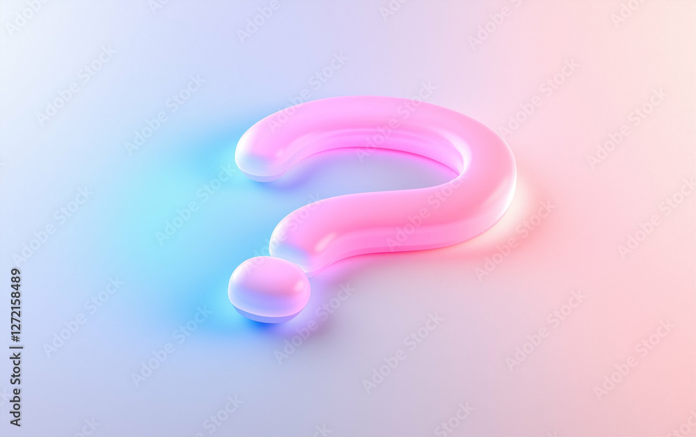 Poster pink question mark on light background graphic design. question mark 3d rendering. question mark des