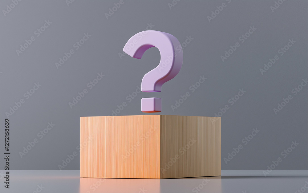 Poster question mark on wooden block in graphic design style. question mark on the block. question mark con