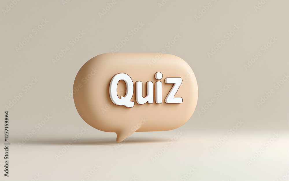 Poster speech bubble with quiz text in 3d rendering graphic. quiz concept in a speech bubble. quiz speech b
