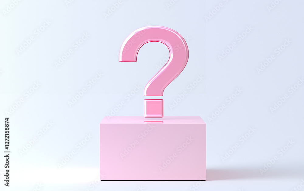 Poster question mark graphic design on pink cube. question mark on cube graphic design. pink question mark 