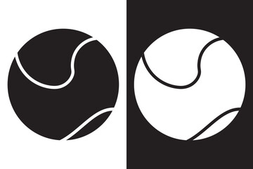 Tennis vector icons pack in black and white colors. 