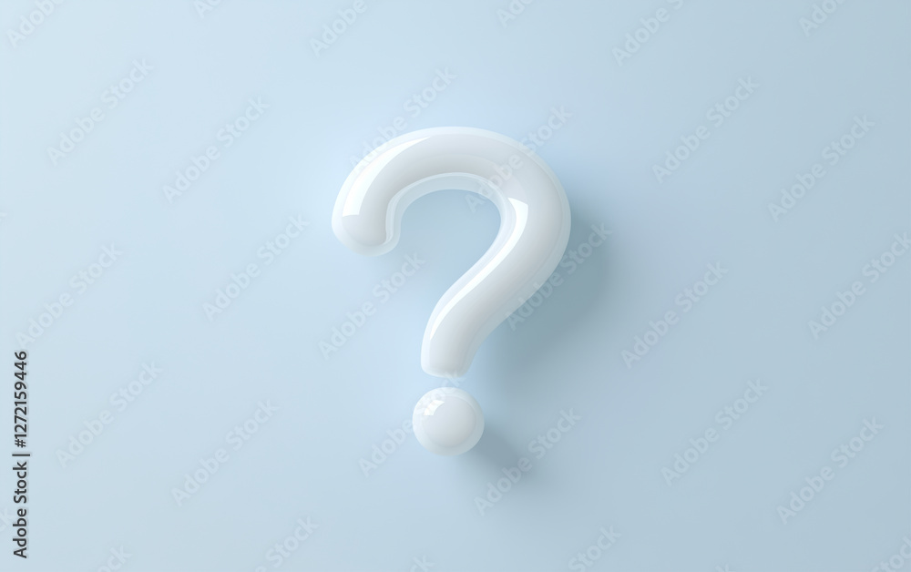 Aufkleber question mark graphic design. white question mark on light blue background. 3d rendering question ma