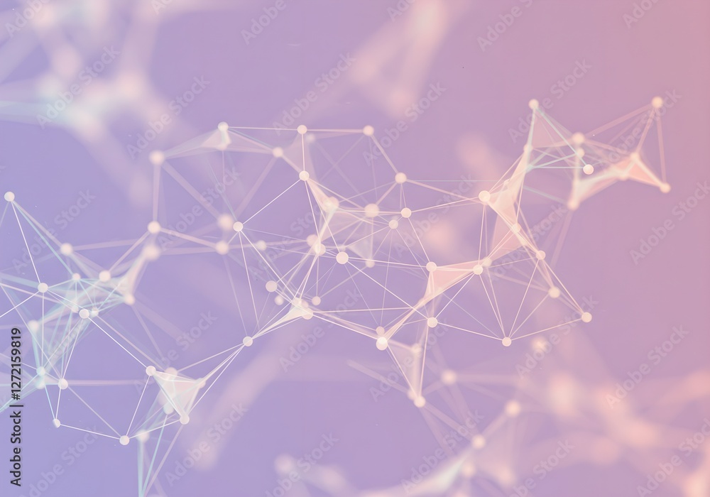 Poster digital network connections on purple background. abstract representation of data flow and artificia