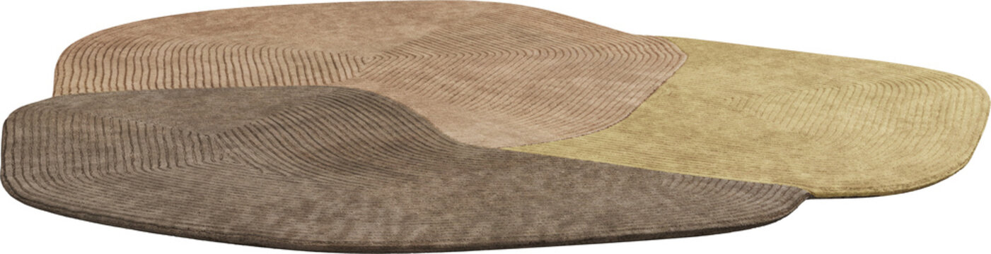 Perspective view of modern brown rug