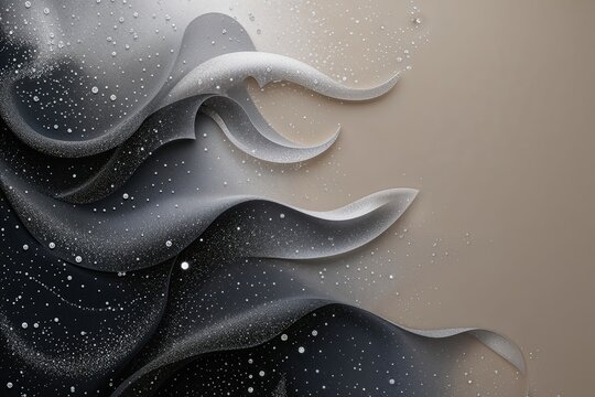 Luxurious Gradient of Deep Black and Shimmering Silver on Soft Custard Gray Background