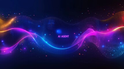 The words AI Agent on a futuristic background symbolizing future agentic autonomy and automation using a chatbot assistant for copilot support through AGI technology for bot assistance