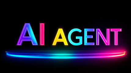 The words AI Agent on a futuristic background symbolizing future agentic autonomy and automation using a chatbot assistant for copilot support through AGI technology for bot assistance