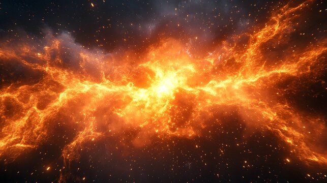 An Extraordinary Eruption of Colorful, Fiery Explosions Surrounded by a Mysterious Dark Atmosphere