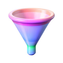 Pastel colored standing funnel icon for digital and print design, png isolated on transparent background