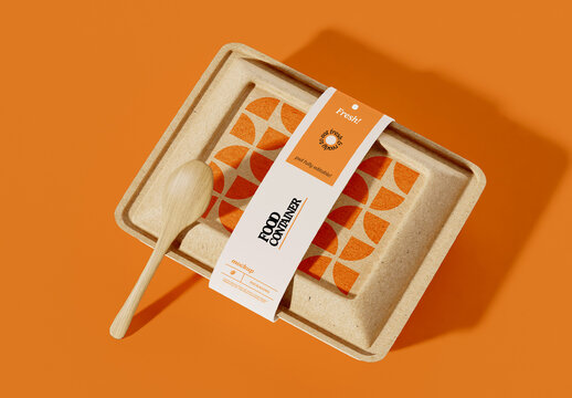 Food Container Packaging Mockup with Wooden Spoon