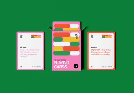 Top View of Box and Cards Mockup