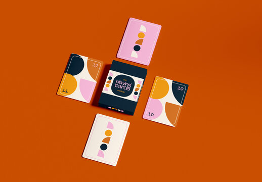 Top View of Playing Cards Mockup 