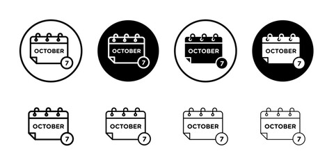 Fototapeta premium 7 october date icon Simple outline vector logo