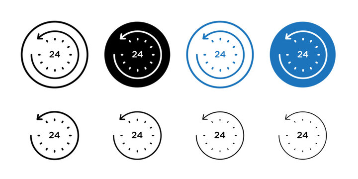 24 hours icon Simple outline vector logo