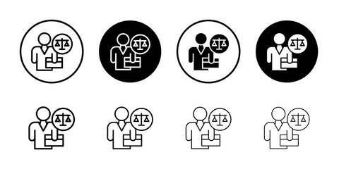 Attorney in law icon Simple outline vector logo