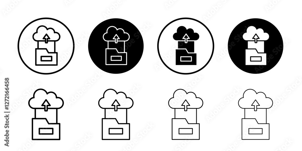 Poster cloud upload icon simple outline vector logo