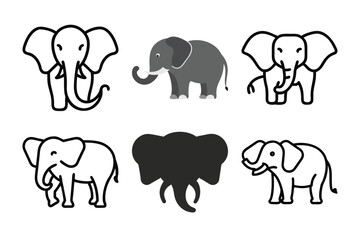 African indian Wildlife Elephant Icon, Elephant Silhouette