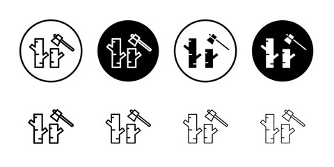 Deforestation icon Simple outline vector logo