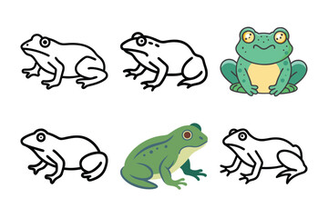 Cute frog cartoon character outline coloring page