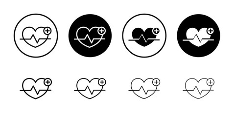 Heart plus icon Simple outline vector logo