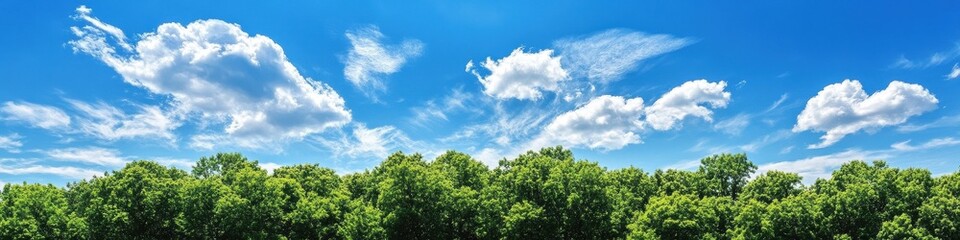 Stunning Blue Sky Over Lush Green Tree Tops: Scenic View from Mount Tom Trail at Sibley State Park