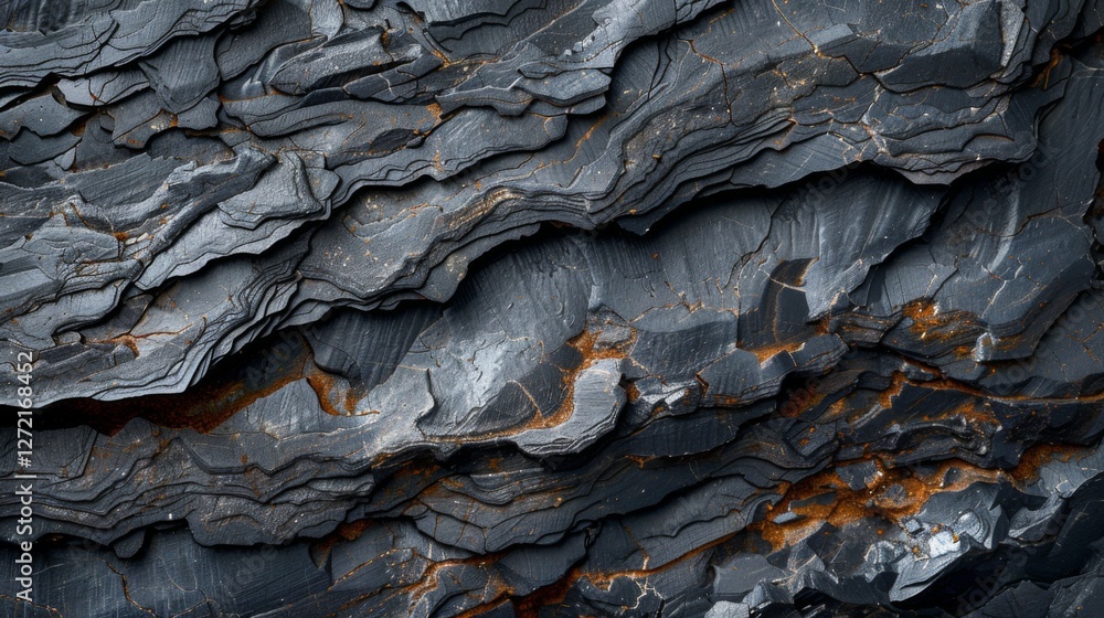 Leinwandbilder intricate dark rock formations display unique textures and layered patterns, showcasing natural beau