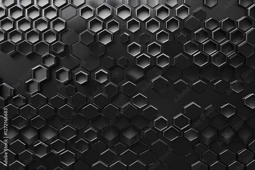 Poster hexagonal patterned black texture background abstract design