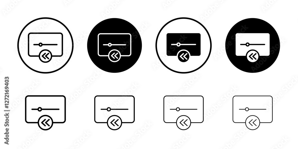 Poster rewind previous back arrow icon simple outline vector logo