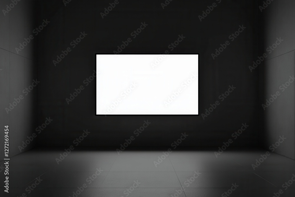 Poster sleek tv display mockup: modern lcd screen mounted on wall, perfect for design templates and empty c